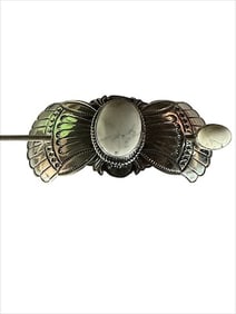 Old Pawn Navajo White Buffalo & Sterling Silver Hair Pin
