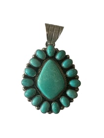 Old Pawn Navajo Kingman Turquoise and Sterling Silver Pendan