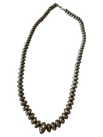 Vintage Old Pawn Navajo Sterling Silver Graduated Beaded Necklace