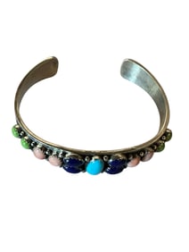 Old Pawn Multi-Stone and Sterling Silver Bracelet Signed and Stamped Sterling