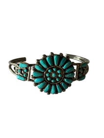 Old Pawn Zuni Turquoise and Sterling Silver Bracelet Signed
