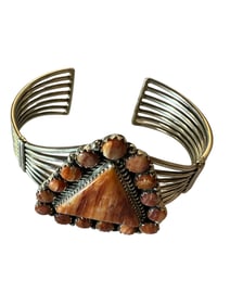 Old Pawn Orange Spiny & Sterling Silver Cuff Bracelet