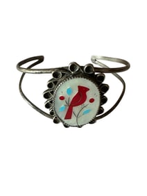 Old Pawn Vintage Zuni Inlay Sterling Silver Cuff