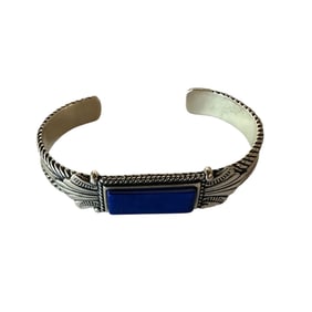 Old Pawn Sterling Silver and Lapis Cuff Bracelet