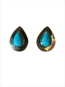 Old Pawn Vintage Navajo Sterling Silver and Turquoise post earrings.