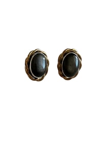 Old Pawn Vintage Navajo Sterling Silver and Copper Obsidian Post earrings.