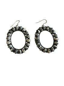 Old Pawn Vintage Sterling Silver and White Buffalo Navajo Hoop Dangle Earrings
