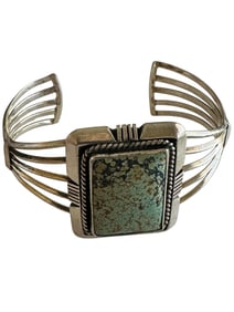 Old Pawn Vintage Navajo Sterling Silver and Royston Turquoise Cuff Bracelet