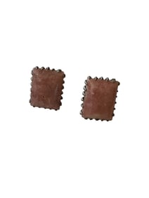 Navajo Vintage rhodochrosite and Sterling Silver Stud earrings, Signed by the Artist