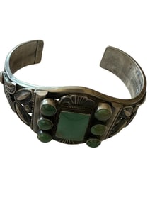 Old Pawn Royston Turquoise and Sterling Silver Bracelet Signed and Stamped Sterling