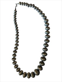 Old Pawn Sterling Silver graduated Pearl Beaded Necklace
