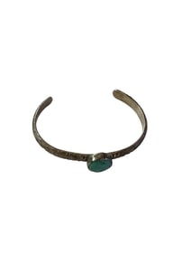 Old Pawn Vintage Navajo Sterling Silver and Kingman turquoise hand stamped baby bracelet.