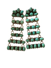 Navajo Kingman Turquoise & Sterling Silver Earrings, Stamped Sterling & Signed by the Artist