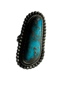 Old Pawn Turquoise and Sterling Silver Ring, Stamped and Signed Sterling, Size 10.25