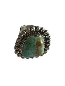 Old Pawn Turquoise & Sterling Silver Ring, Signed and Stamped Sterling, Size 10