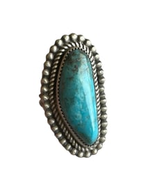 Old Pawn Turquoise & Sterling Silver Ring, Size 9, Stamped & Signed Sterling