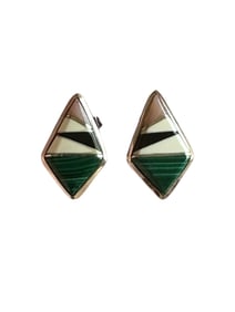 Old Pawn Sterling Silver Multi Stone Post Earrings.
