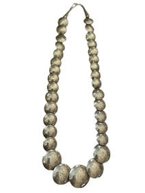 Old Pawn Vintage Sterling Silver reversible Pillow Bead Navajo Necklace.