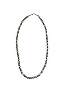 Navajo Sterling Silver and Pearl Beaded Handmade Beaded Necklace by Rose Martin, 22 Inches