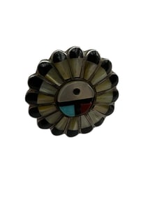 Old Pawn Multistone and Sterling Silver Ring, Signed