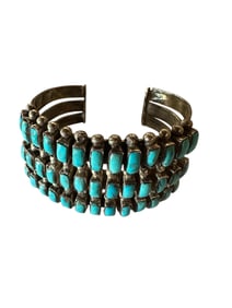 Old Pawn Navajo Vintage Kingman Turquoise Cluster Cuff
