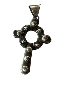 Navajo Sterling Silver Cross Pendant by Chimney Butte, Signed and Stamped Sterling Silver