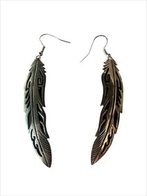 Old Pawn Sterling Silver Feather Earrings