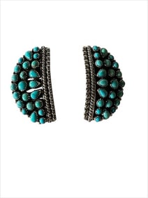 Old Pawn Sleeping Beauty Turquoise Earrings, Signed and Stamped Sterling Silver