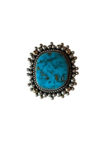 Navajo Morenci turquoise and sterling siler ring size 6.5
