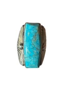 Navajo Kingman turquoise vintage sterling silver ring size 9.3/4