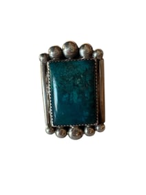 Navajo vintage Fox turquoise vintage sterling silver men's ring size 16