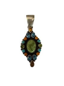 Navajo sterling silver multi stone pendant.