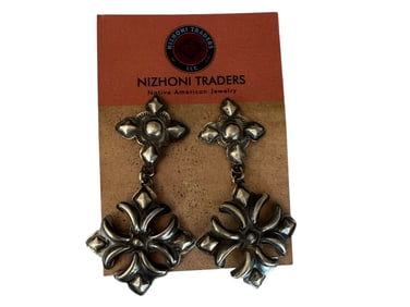 Navajo made Tim Yazzie Sterling silver drop earrings