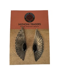 Old pawn Navajo Sterling silver fan post earrings