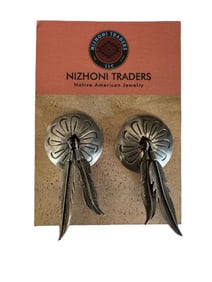 Old pawn Navajo conch feather post earrings