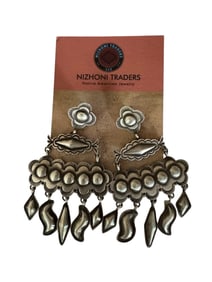 Old pawn Navajo Sterling silver statement post dangles by R.J.