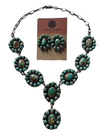 Navajo  Turquoise and Sterling silver necklace & earring set