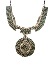 Old pawn Navajo made by J.W.M.S. Turquoise and sterling silver necklace