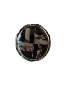Men's Navajo made multi stone and Sterling silver ring size 12