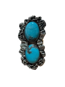 Navajo Kingman Turquoise and Sterling silver ring size 9.75
