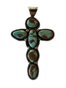#8 Turquoise made by Chimney Butte cross pendant