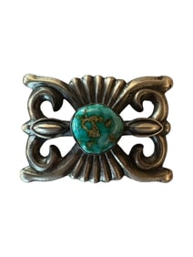 Sonoran mountain Turquoise sandcast belt buckle hand made by Chimney Butte