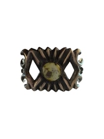 Palomino Turquoise Sterling silver sandcast cuff by Chimney Butte