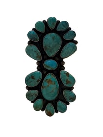 Navajo made Turquoise and Sterling silver statement ring adjustable by Sheila.