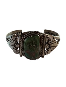 Navajo made Royston Turquoise and Sterling silver cuff by Toledo