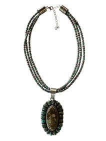 Royston Turquoise Sterling silver Navajo statement necklace by B. Yellowhorse