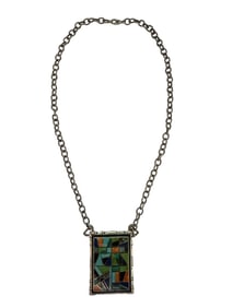 Navajo made multi stone inlay Sterling silver necklace