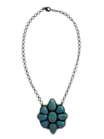 Travis James Navajo Kingman web turquoise and sterling silver necklace