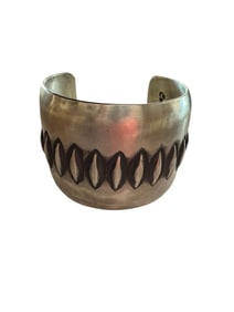 Emerson Brown Sterling silver repousse Navajo cuff bracelet