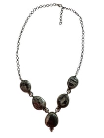 Travis James White Buffalo and Sterling silver drop necklace